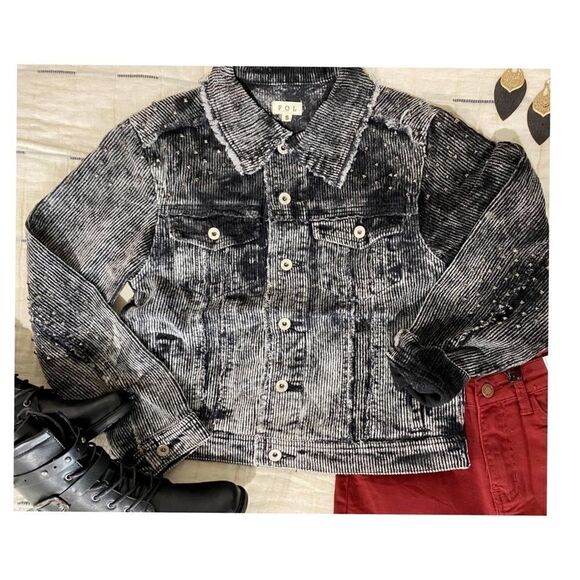 CORDUROY Relaxed Fit Studded Jacket in Stone Black - Picture 12 of 16